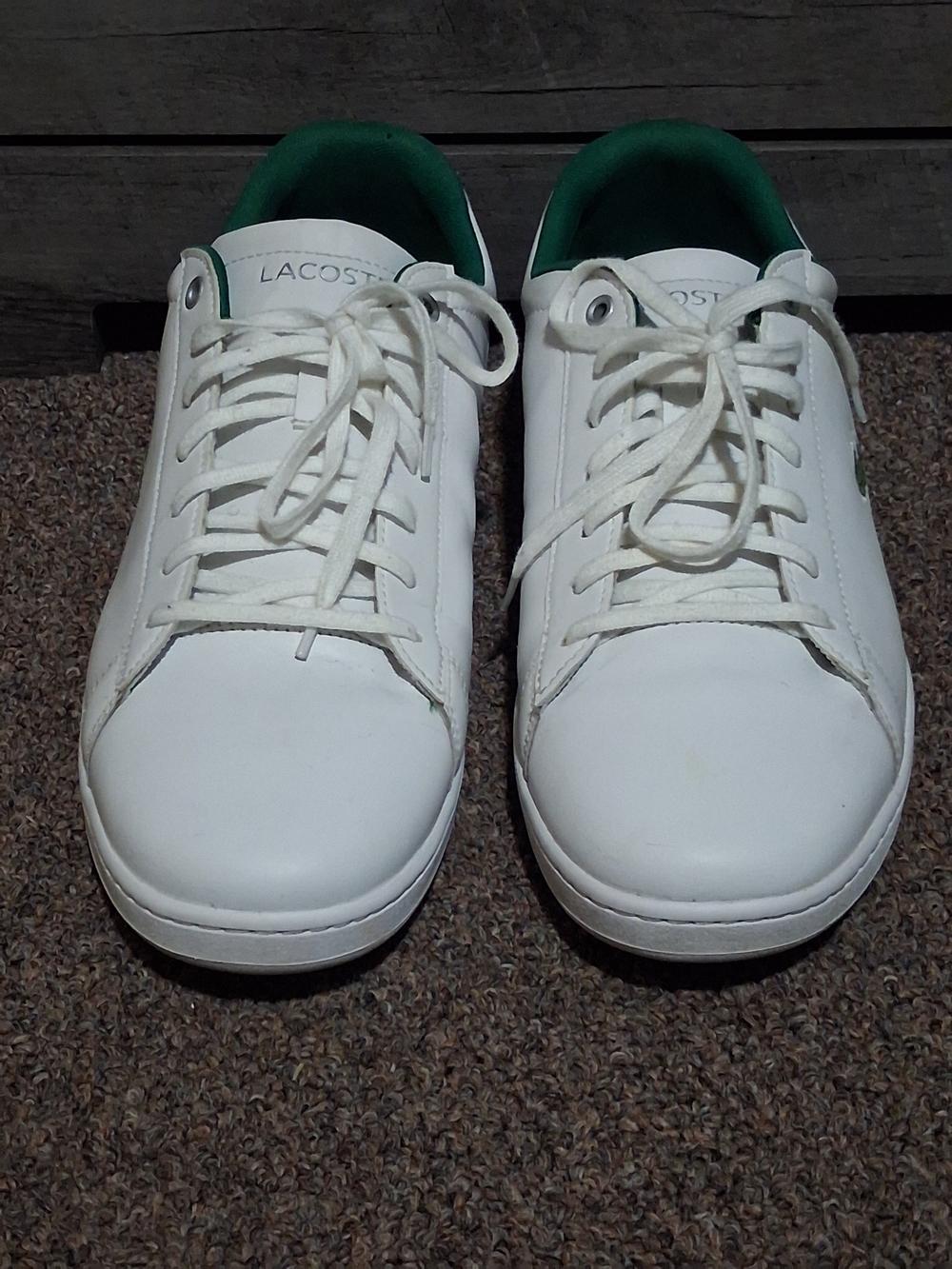 Lacoste White Leather Sneakers with Green Interior